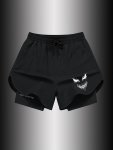 Men's Smile Face Graphic Sports Shorts With Drawstrings Casual Training Running Fitness Shorts For Summer
