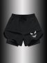 Men's Smile Face Graphic Sports Shorts With Drawstrings Casual Training Running Fitness Shorts For Summer