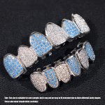 Iced Out Bling Full Zirconia Teeth Grills Caps For Unisex Cubic Zirconia Micro Pave Top Bottom Brace Party Hip Hop Jewelry