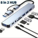 USB Hub USB C Hub USB Splitter 7 In 1 USB Extender With 4 USB Ports 1 Usbc Port Tf sd Card Reader Audio Output