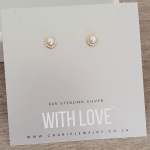 Isabel-gold - Gold Plated 925 Sterling Silver Cz Pearl Earrings Size: 6MM