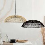 Amani Wide Rattan Pendant Light Black Natural - Black