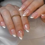 Star Nail Art 24PCS Long Press-on False Nails With White Edges And Silvery Lines Simple Design Includes One Piece Of Jelly Glue 