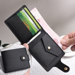 Unisex Passport Holder Wallet Pu Leather Vacation Style Black - Wet Wipe Clean Foldable Lightweight With Snap Closure Polyester