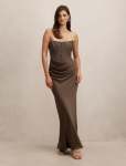 Ivy Lace Corset Drape Maxi Dress - 18 Olive Night
