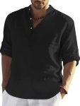 Men's Casual Solid Color Half Button Long Sleeve Henley Shirt Lightweight Breathable Regular Fit Shirt For Casual Daily Wear