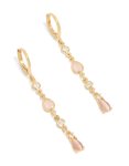Goldair Gold Plated Cubic Zirconia Trio & Pink Catseye Drop Huggie Earrings