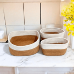 Set Of 3 Woven Storage Baskets - Brown