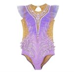 Liuhuo Rhythmic Gymnastics Leotards Fashionable Comfortable Mesh Purple Sleeveless