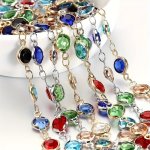 1M 39.3IN Colorful Crystal Handmade Chain Copper Material Diy Chain For Necklace Bracelet Anklet Earrings Making Small Businesse