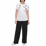 Short Sleeve Pins N Patches Top -white
