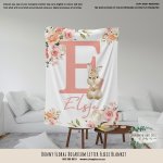 Fleece Blanket Bunny Floral Rosarium Letter
