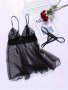 Thin Shoulder Strap Design Dress Semi-sheer Babydoll With Thong Women's Sexy Clothing