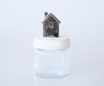 Glass Jar Silver House Lid 20X10CM