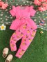 2pcs Infant & Toddler's Lovely Bee Print Casual Set Short Sleeve Peplum Top & Pants Baby Girl's Clothes