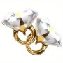 2pcs Crystal Ring Shape Balloon Engagement Decor Wedding Party Decor Bachelor Party Decor Bride Shower Party Photo Props Atmosphere Background Layout Party Decor Supplies