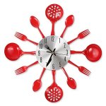 Cigera 14 Inch Cutlery Kitchen Wall Clocks With Fork And Spoon Dial Silent Clock Movement And Battery Operated Great Wall Decor