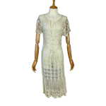 70S Cream Boho Crochet Dress - S
