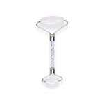 White Jade Stone Roller With Silver Glitter Handle