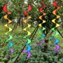 1PC Rainbow Hanging Wind Spinner Outdoor Garden Decor Colorful Wind Spiral Twister Festive Lawn Ornament