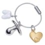 Keyring Welcome Baby With 3 Charms: Dummy Heart And Baby Shoes