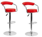 Bar Stools / Kitchen Counter Swivel Chairs With Arms 2 Pack Red Colour