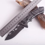 3D Embossed Dragon Folding Survival Knife