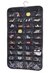 Cemueo Hanging Jewelry Organizer Double Sided 80 Pocket Jewelry Chain Storage Bag 2 Layer Of Fabric Jewelry Organizer Holder For