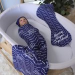 Wrap Set Swaddle Set Navy Blue Herringbone
