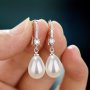 New Temperament Simple Water Drop Shape Simulation Freshwater Pearl Shell Beads Set Long Earrings Drop Earrings Female Exquisite Ear Jewelry