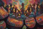 Canvas Wall Art - Traditional African Women Playing Drums - A1484 - 120 X 80 Cm