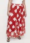 Plus Full Panelled Lined Mesh Skirt - Redgingham
