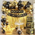 Gold Birthday Party Decorations Kit For Men 3PCS Birthday Decorations For Men Boys Black And Gold Balloon Boxes Birthday Party F