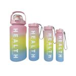 4 Piece Water Bottle Set Blue Yellow & Pink