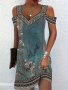 Floral Print Cold Shoulder Dress Casual V-neck Sleeveless Tank Dress For Spring & Summer Women's Clothing
