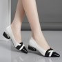 Women's Contrast Color Chunky Heels Elegant Point Toe Dress Pumps Fashion Slip On Heels