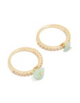 Goldair Gold Plated Embellished Cubic Zirconia Green Stone Rings 2-PACK - M l