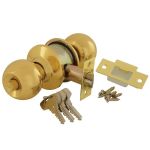 40CY3-5866-0201 Round Cylindrical Knobset - Polished Brass