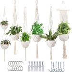 6 Pcs Macrame Plant Hanger Flower Pot Hanging Holders Plants Not Included