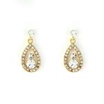 Goldair Gold Tone Teardrop Earrings With Clear Crystals