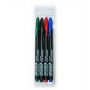 Ohp Permanent Markers Wallet Of 4 F 0.6MM Bullet Tip - Black Red Blue Green