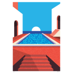Courtyard Pool Art Print - A3