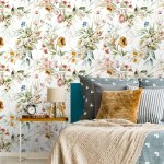 Vinyl Flower Wall Art Print Self-adhesive Moisture-resistant Floral Landscape Decorative Tile For Home Decor - Indoor Use For Be