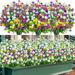 8 Bundles Artificial Flowers Lifelike No Fade Uv Resistant Fake Plastic Flowers Faux Plants For Hanging Planters Outside Porch W