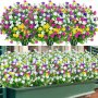 8 Bundles Artificial Flowers Lifelike No Fade Uv Resistant Fake Plastic Flowers Faux Plants For Hanging Planters Outside Porch Window Box Wedding Home D Cor