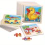 9PCS Wooden Puzzle Set For Kids - Early Learning Cartoon Animal Jigsaw Toys Ages 14+