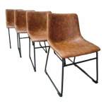 Smte Set Of 4 Leather Stool-brown With Keychain