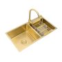 Brushed Gold Double Kitchen Sink With Tap