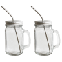 2 Pack - Glass Mason Jar Cold Brew Coffee Mug 480ML - Transparent