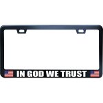 Dqhcustompro In God We Trust Usa Flag License Plate Frames - Metal Car Tag Sign For Women men Standard 6X12 2-HOLE And Screws Fi